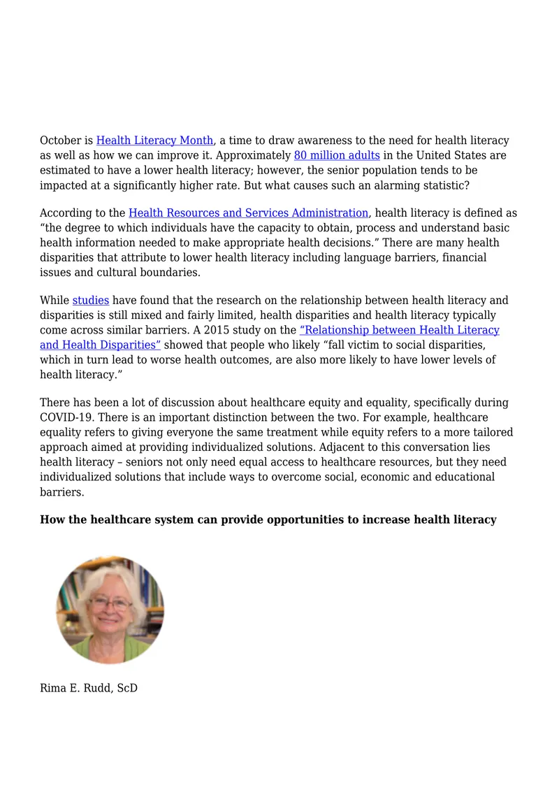 Improving Health Literacy for Seniors preview page 1