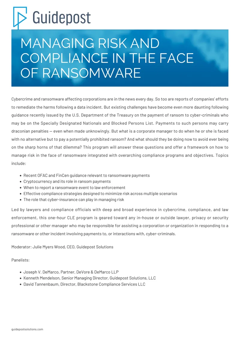 Managing Risk and Compliance in Ransomware Contexts preview page 1