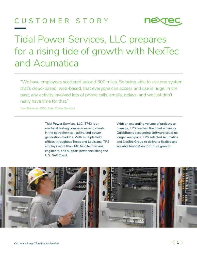 Tidal Power Services Implements Acumatica for Growth preview page 1