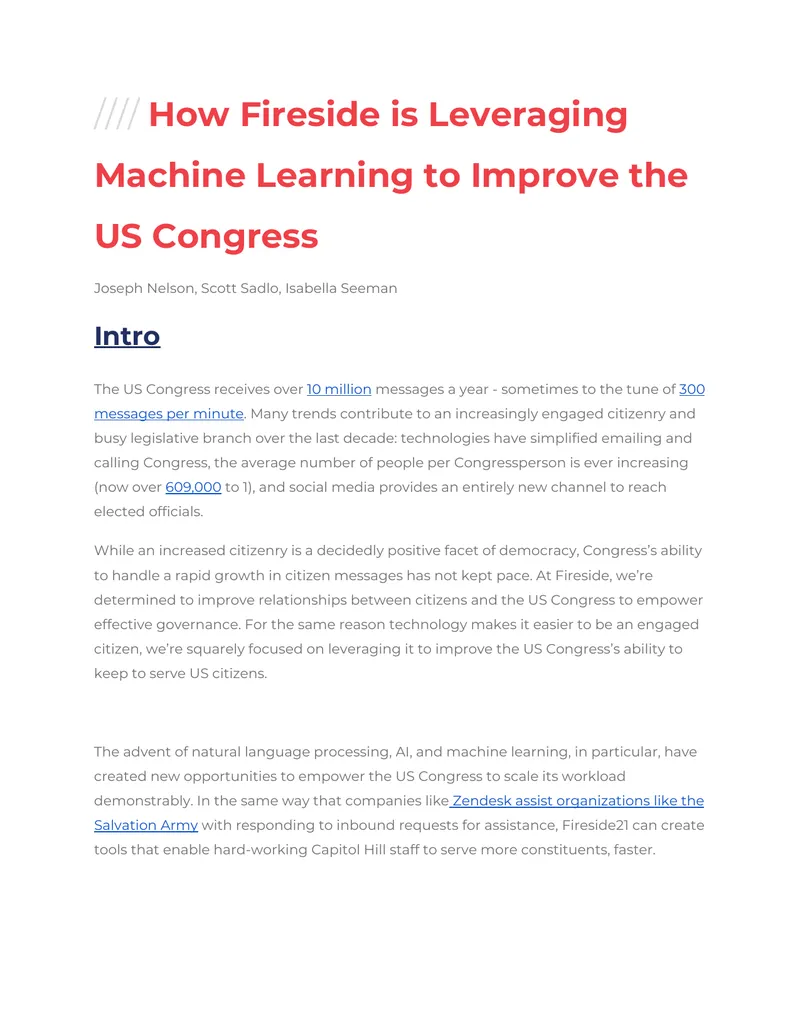 Leveraging Machine Learning for Congressional Engagement preview page 1
