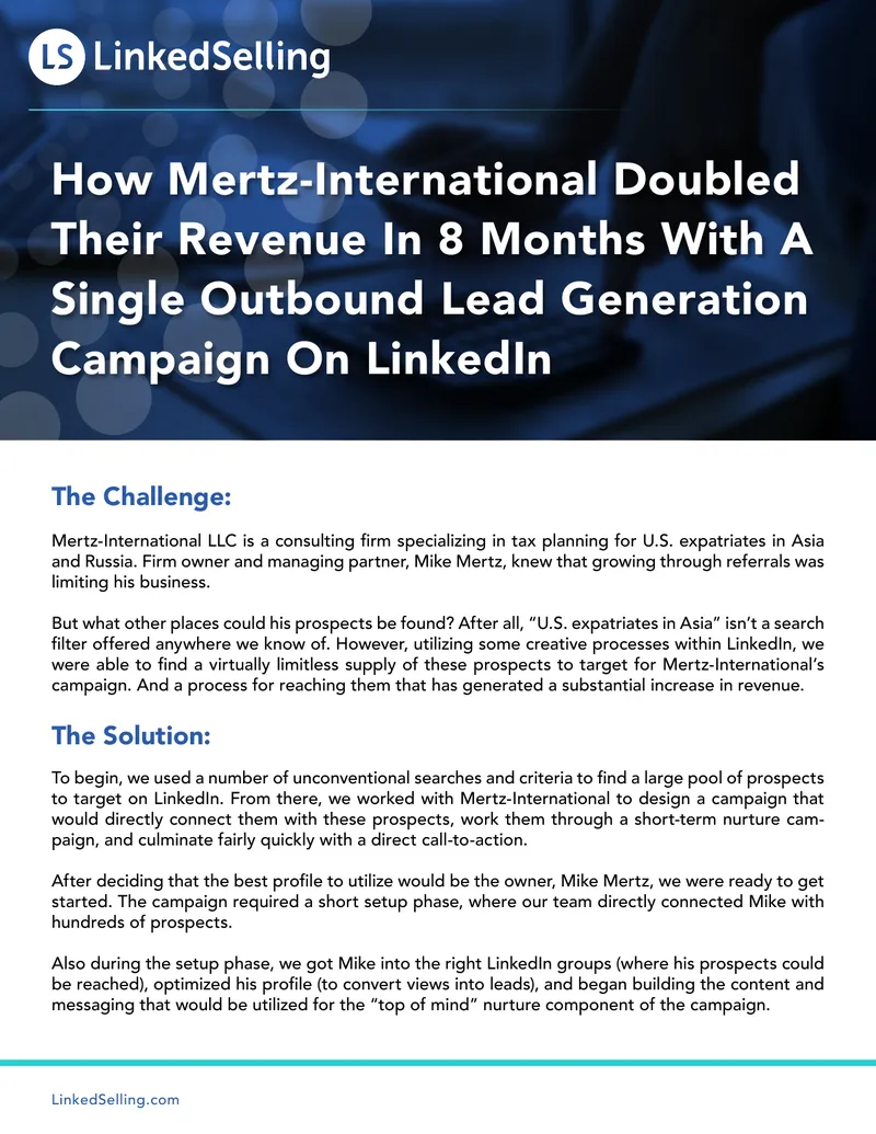 Lead Generation Campaign Success for Mertz-International preview page 1