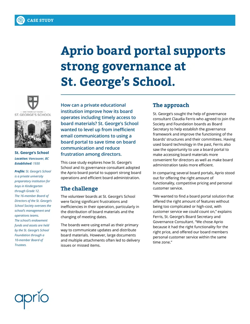 St. George’s School Board Portal Case Study preview page 1