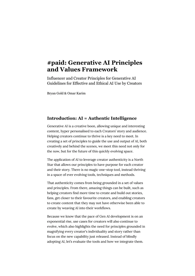 Generative AI Principles and Values Framework preview page 1
