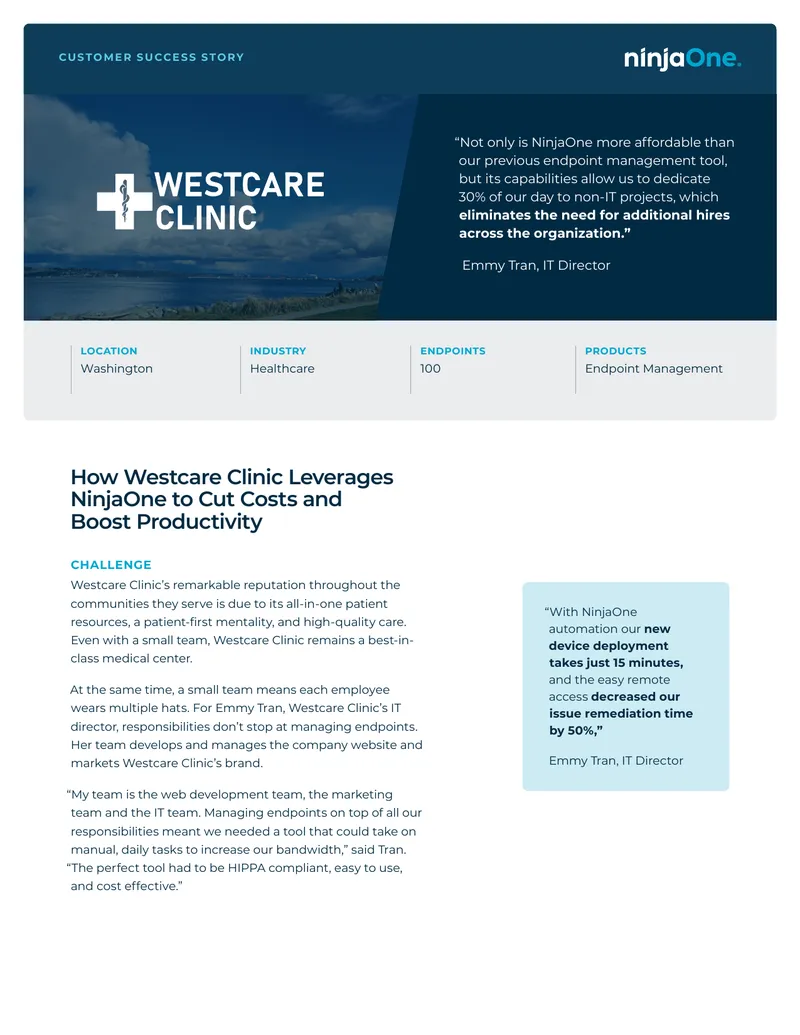 Westcare Clinic Endpoint Management Case Study preview page 1