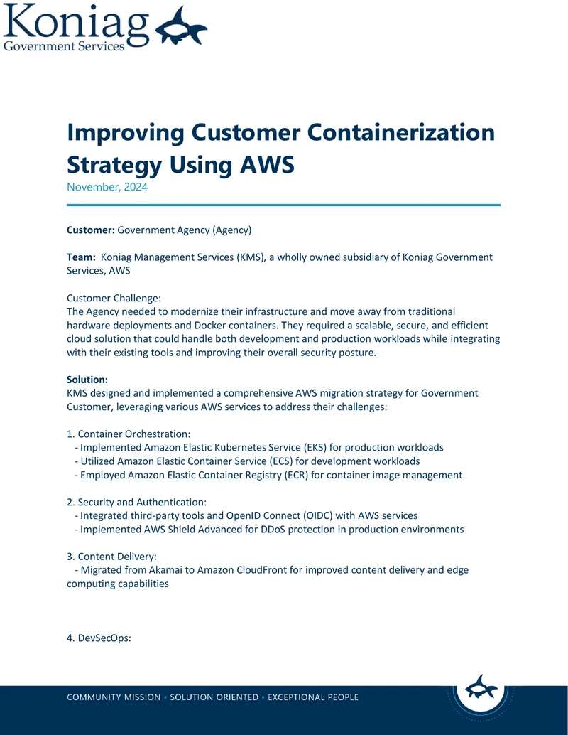Improving Customer Containerization Strategy Using AWS preview page 1