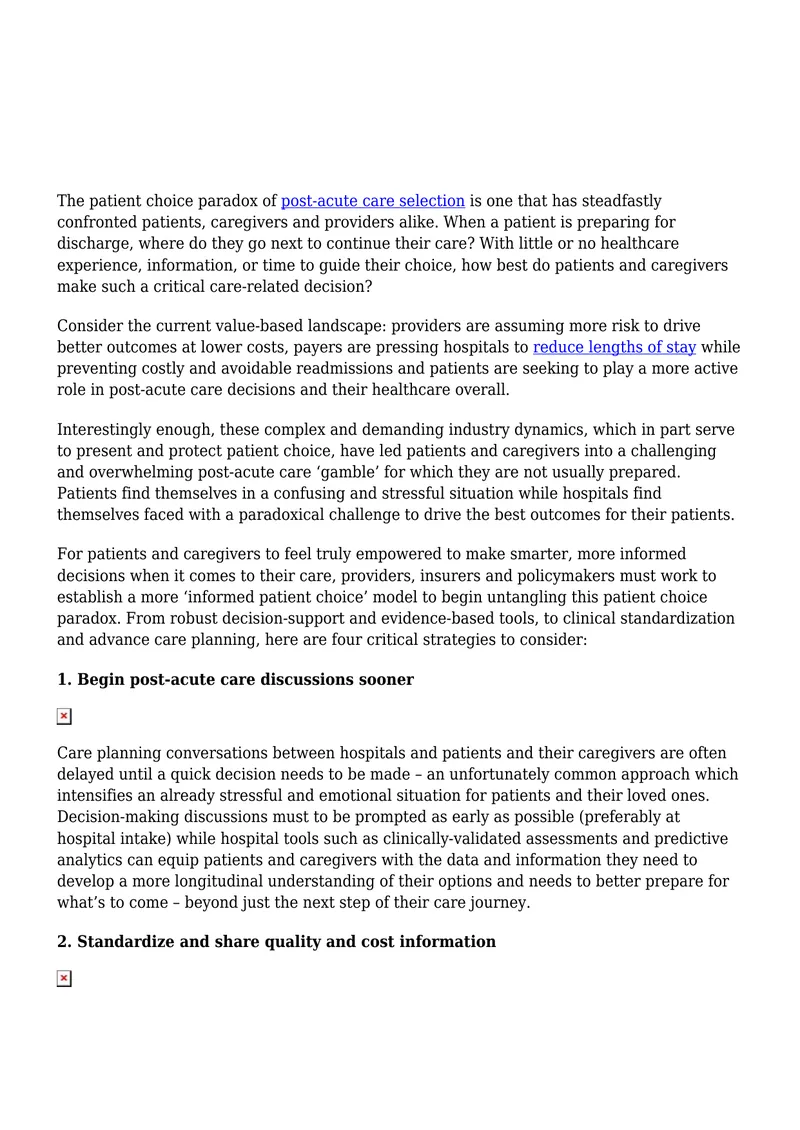 Patient Choice Paradox in Post-Acute Care preview page 1
