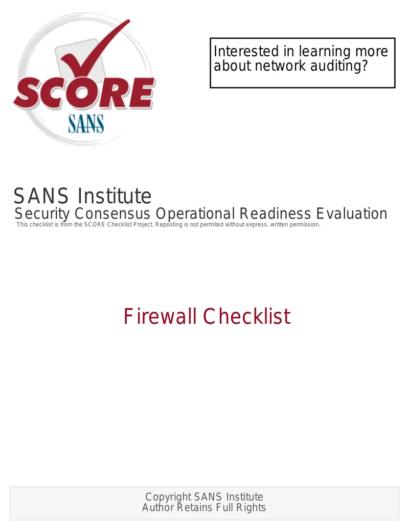 Firewall Audit Checklist and Best Practices preview page 1