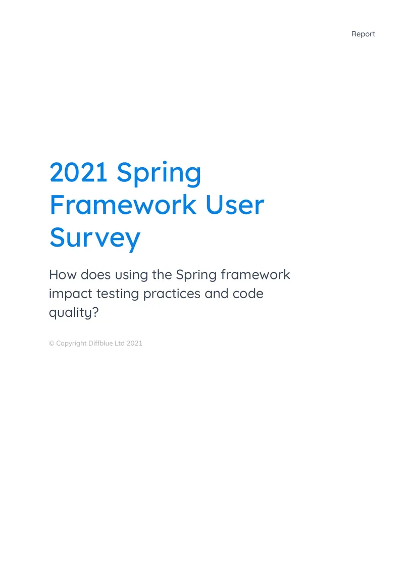 Spring Framework User Survey Report 2021 preview page 1