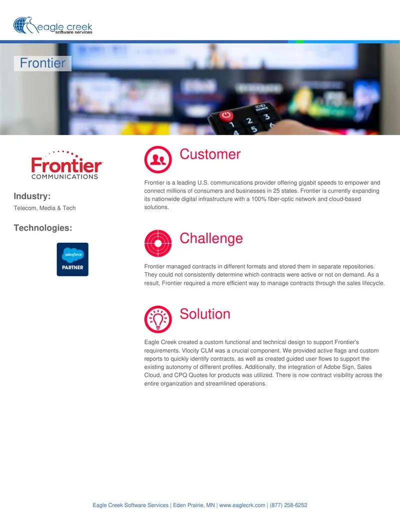 Contract Management Solution for Frontier preview page 1