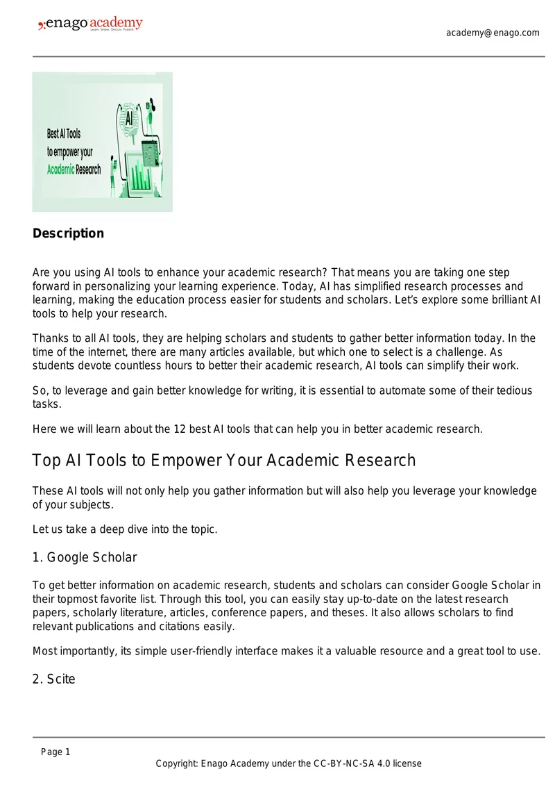 AI Tools for Enhancing Academic Research preview page 1
