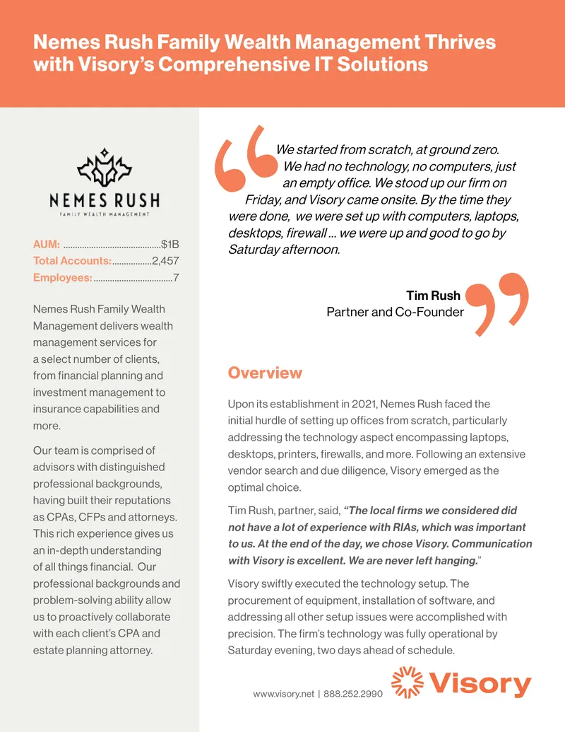 Nemes Rush Family Wealth Management IT Solutions Case Study preview page 1