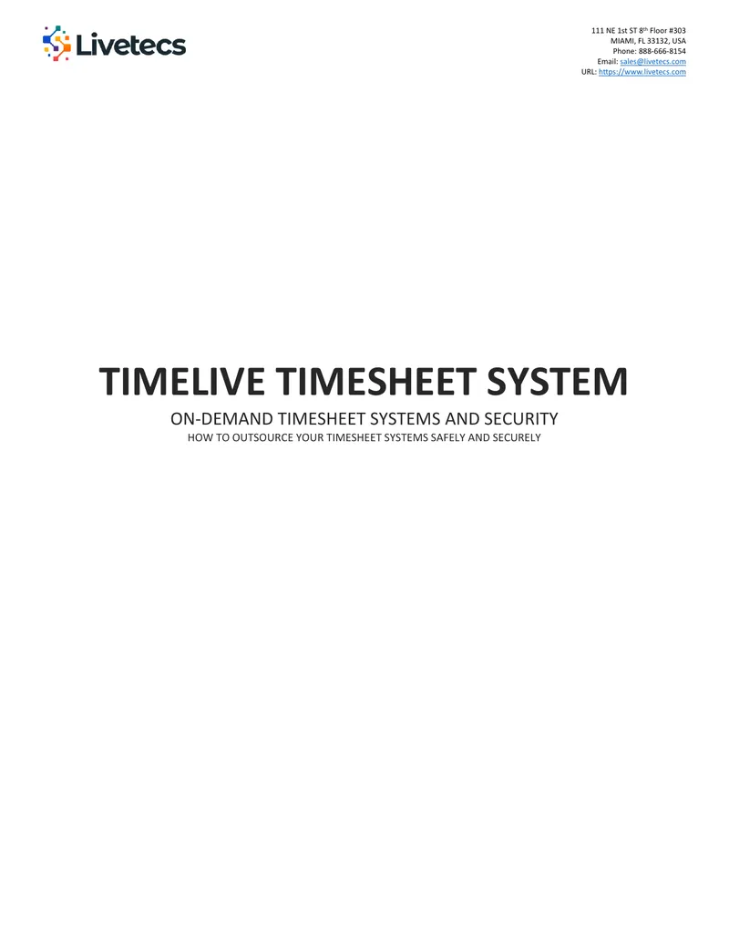 TimeLive Timesheet System Security Overview preview page 1
