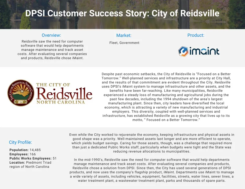 DPSI Customer Success Story for City of Reidsville preview page 1