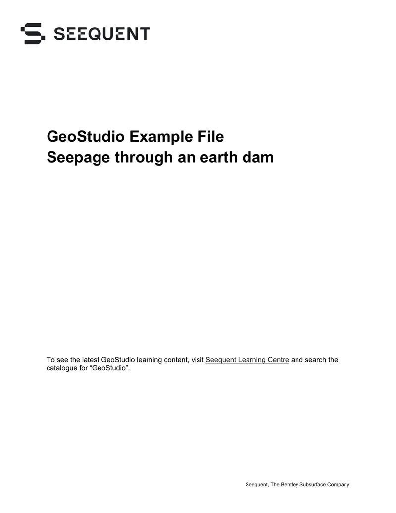 GeoStudio Example of Seepage through an Earth Dam preview page 1