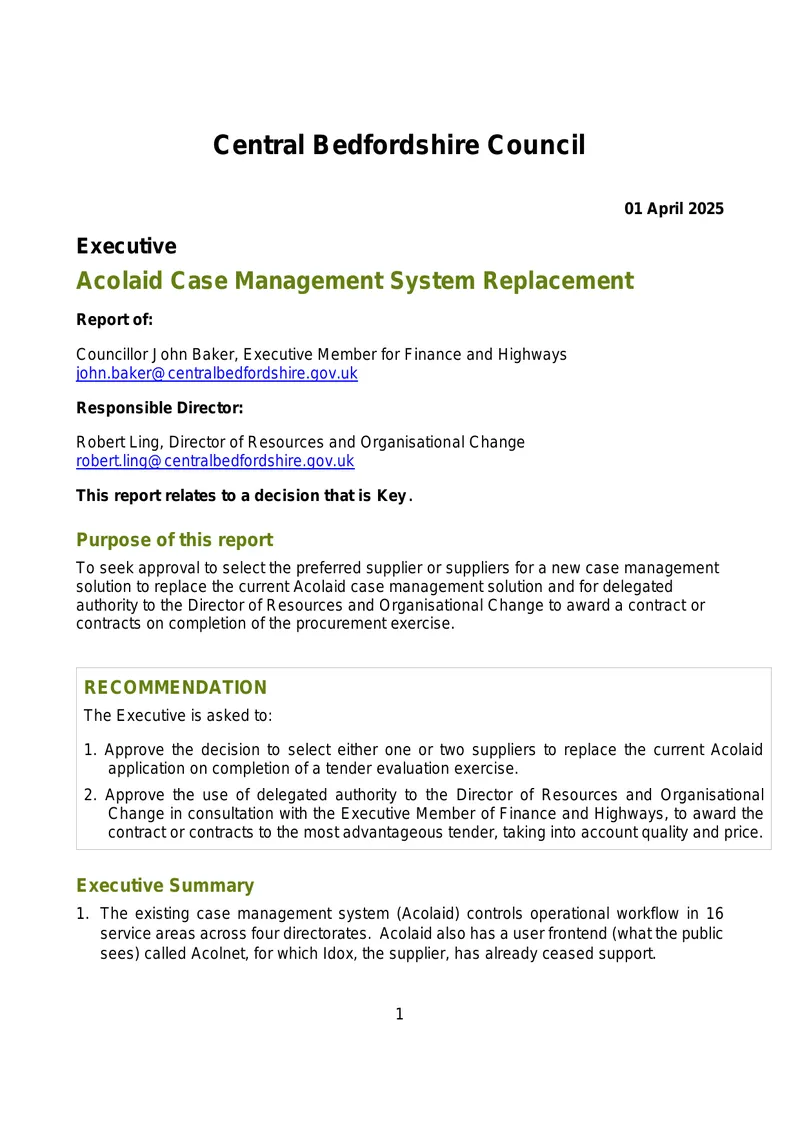 Acolaid Case Management System Replacement preview page 1