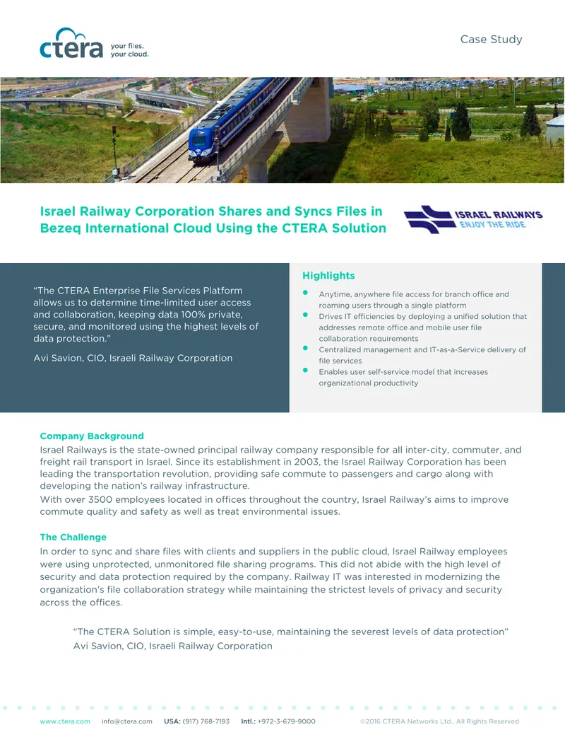 Israel Railway Corporation File Synchronization Case Study preview page 1