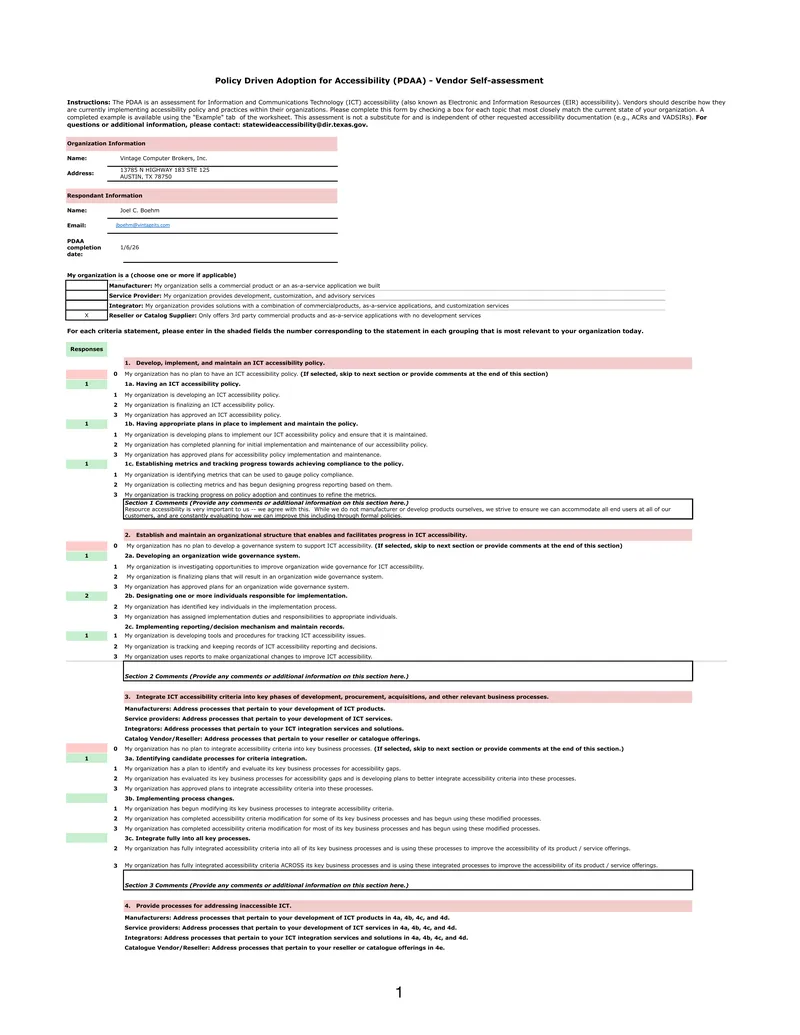Policy Driven Adoption for Accessibility Vendor Self-assessment preview page 1