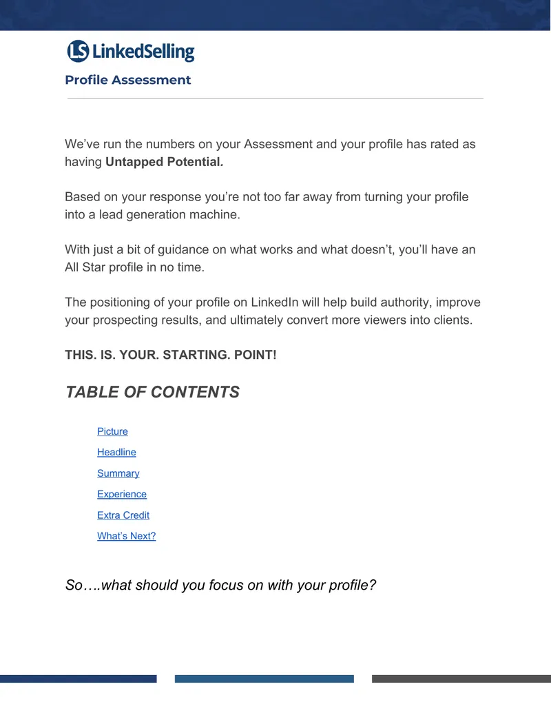 LinkedIn Profile Optimization Assessment Guide preview page 1