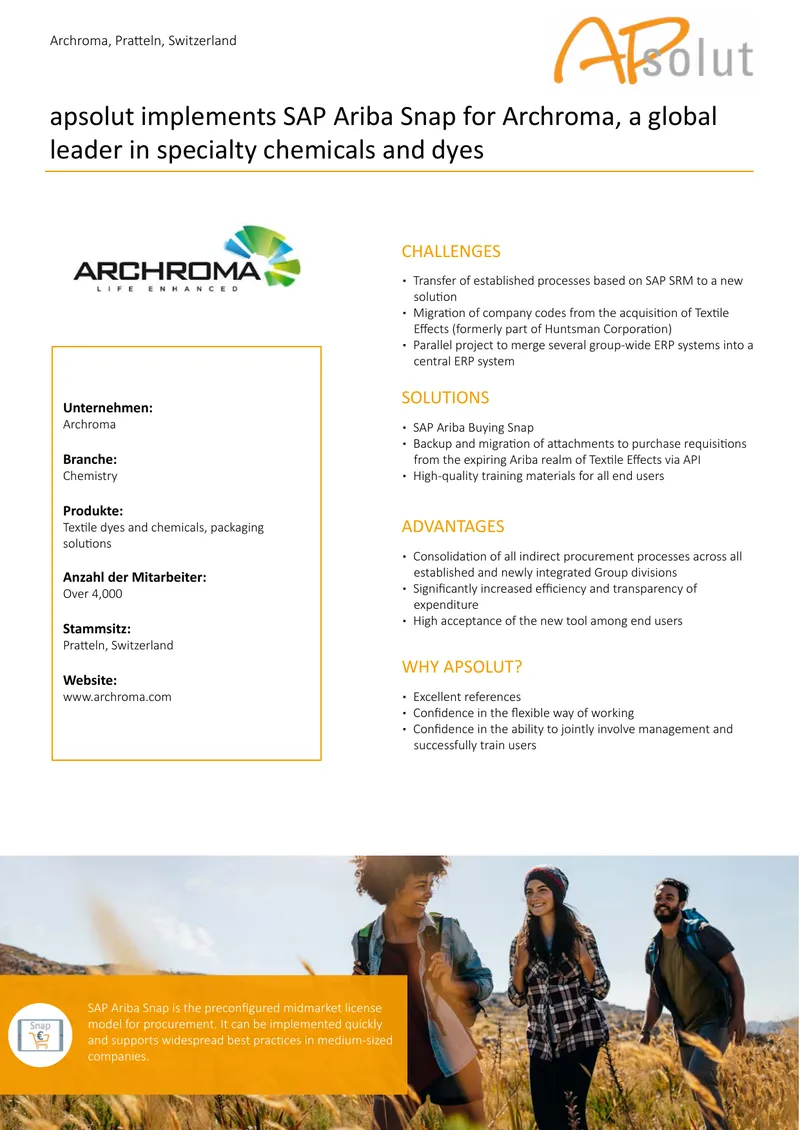 SAP Ariba Snap Implementation for Archroma preview page 1