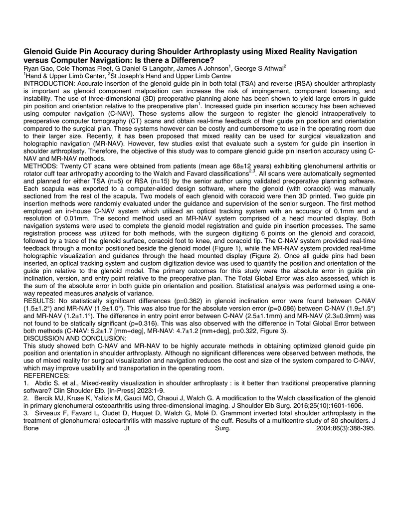 Glenoid Guide Pin Accuracy in Shoulder Arthroplasty preview page 1