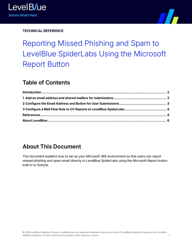 Reporting Missed Phishing and Spam to LevelBlue SpiderLabs preview page 1