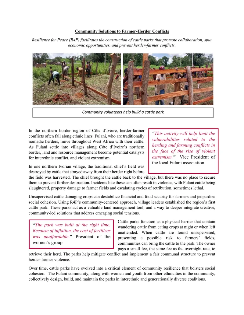 Community Solutions to Farmer-Herder Conflicts preview page 1