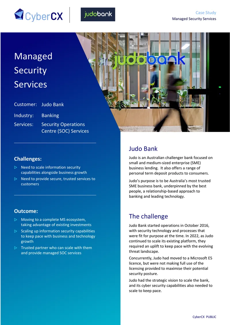 Judo Bank Cyber Security Partnership Case Study preview page 1