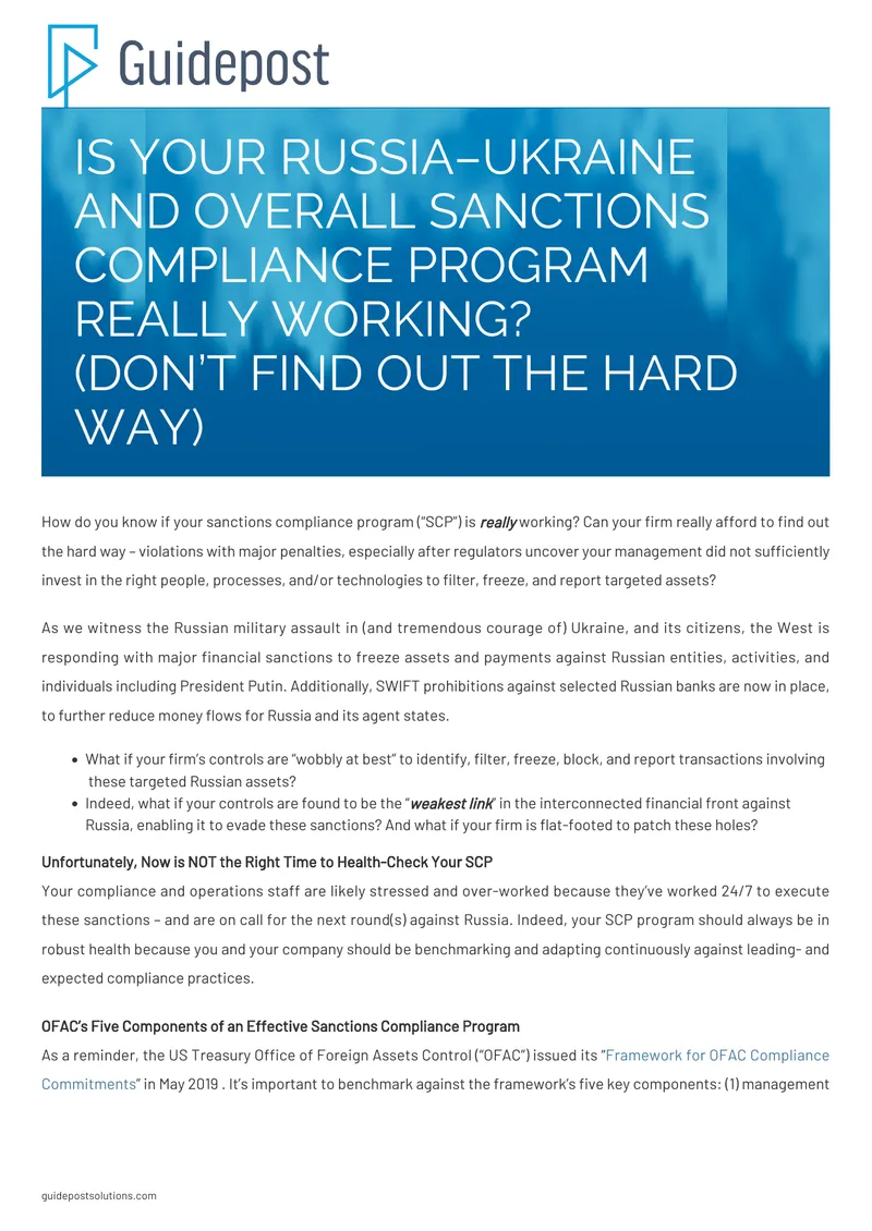Sanctions Compliance Program Effectiveness Assessment preview page 1