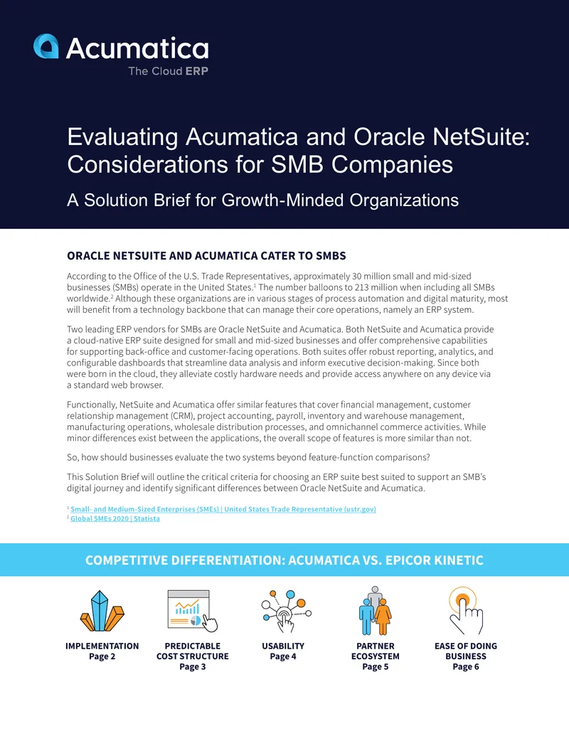Evaluating Acumatica and Oracle NetSuite for SMBs preview page 1