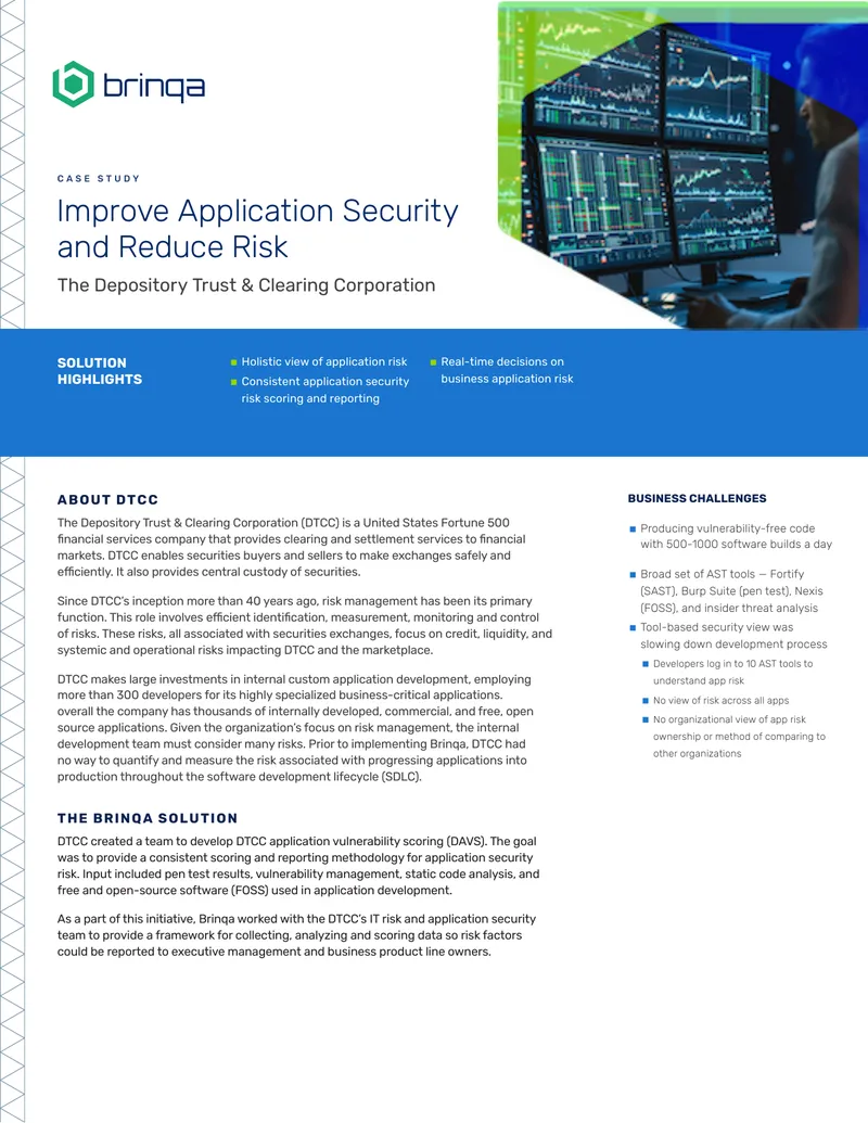 DTCC Application Security Risk Management Case Study preview page 1