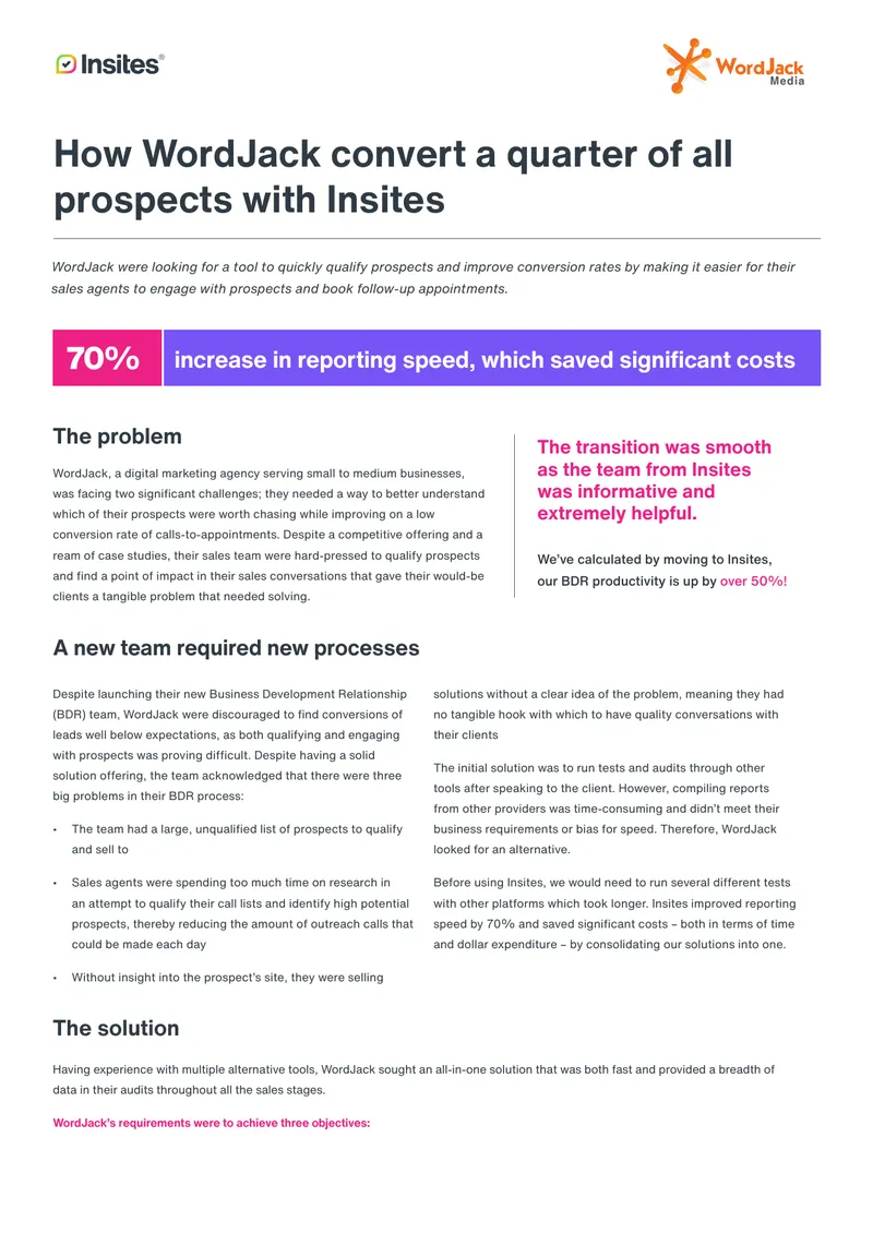 WordJack Conversion Improvement with Insites preview page 1