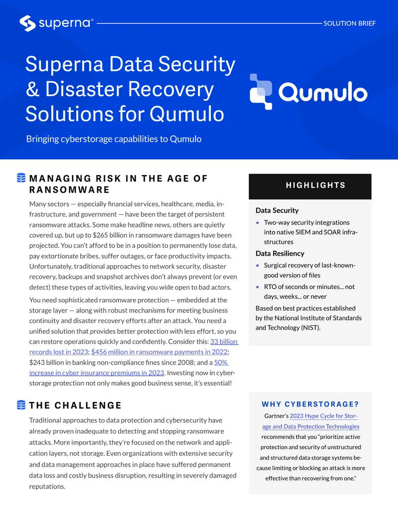 Superna Data Security and Disaster Recovery Solutions preview page 1