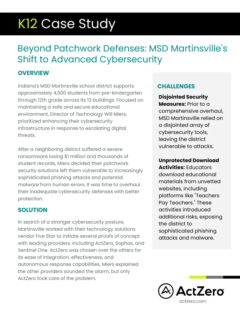 MSD Martinsville's Transition to Advanced Cybersecurity preview page 1