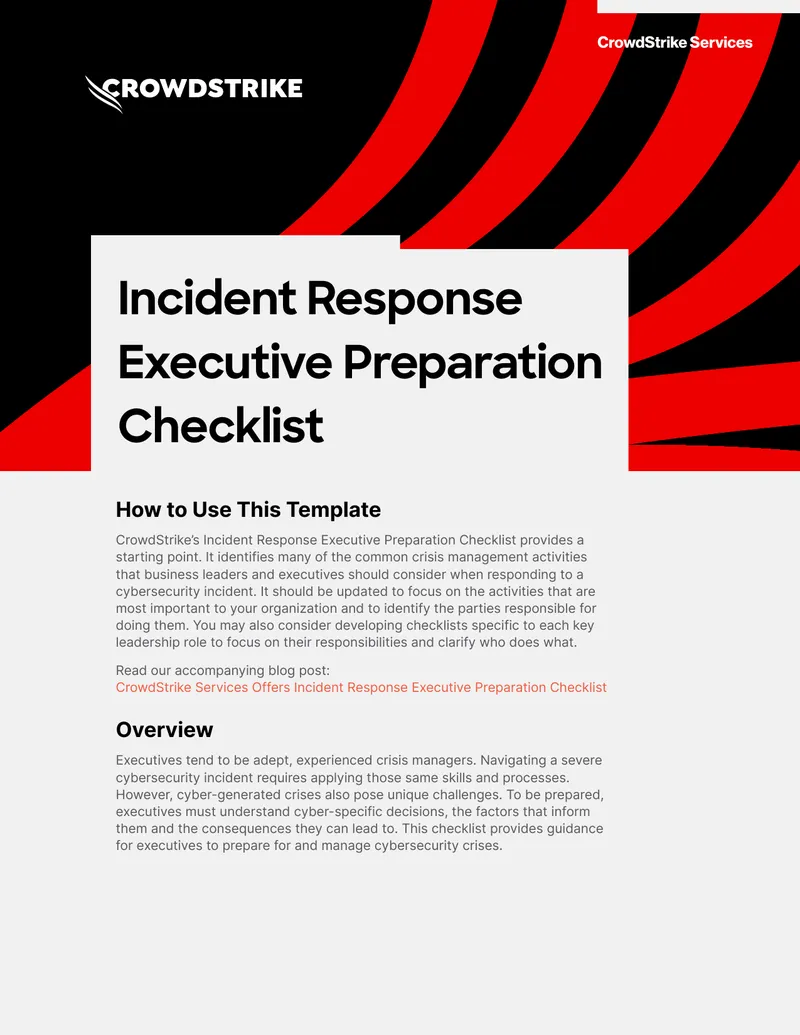 Incident Response Executive Preparation Checklist preview page 1