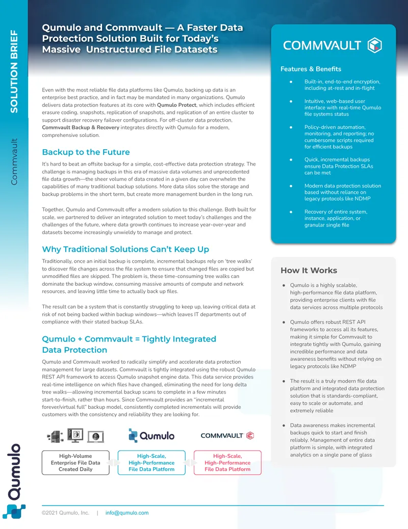 Qumulo and Commvault Data Protection Solution preview page 1
