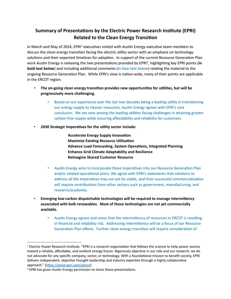 Presentations Summary on Clean Energy Transition preview page 1