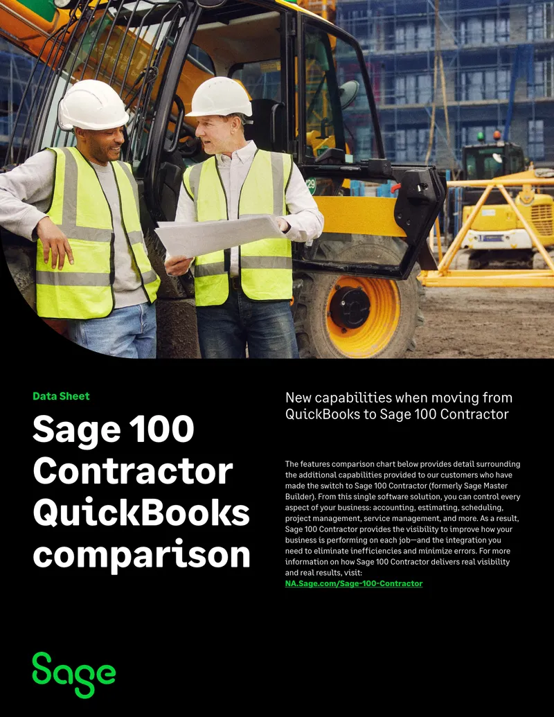 Comparison of Sage 100 Contractor and QuickBooks Features preview page 1