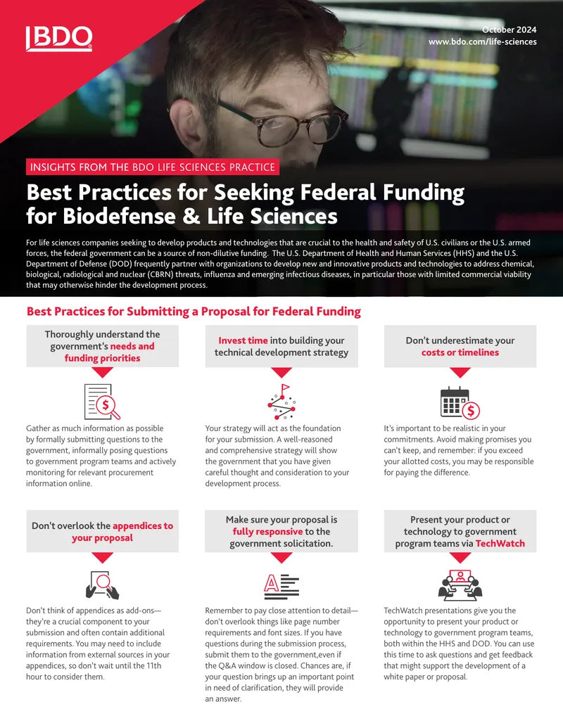 Best Practices for Seeking Federal Funding for Biodefense and Life Sciences preview page 1