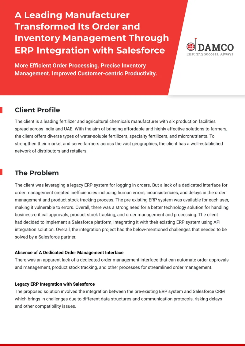 Order and Inventory Management Transformation through ERP Integration preview page 1