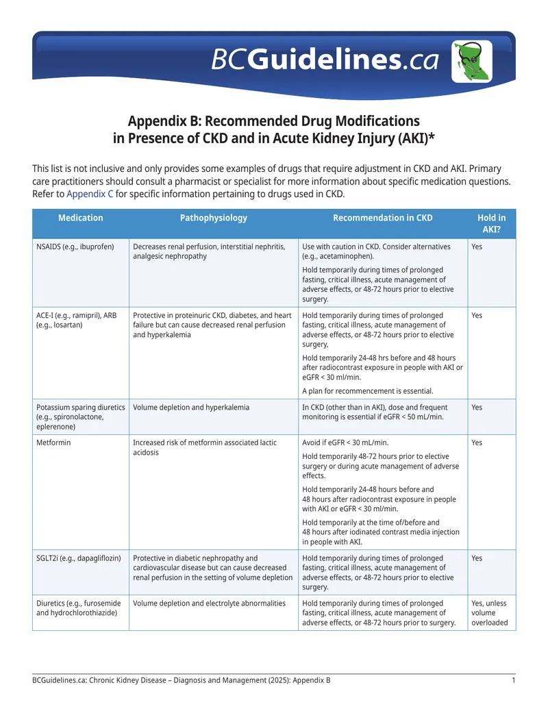 Recommended Drug Modifications for CKD and AKI preview page 1