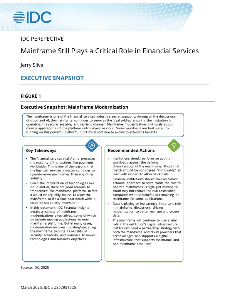 Mainframe's Role in Financial Services Modernization preview page 1