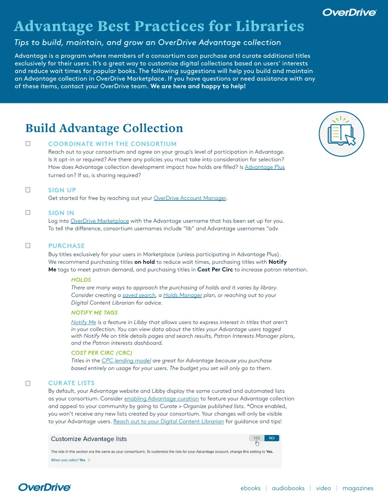 Best Practices for OverDrive Advantage Collections preview page 1