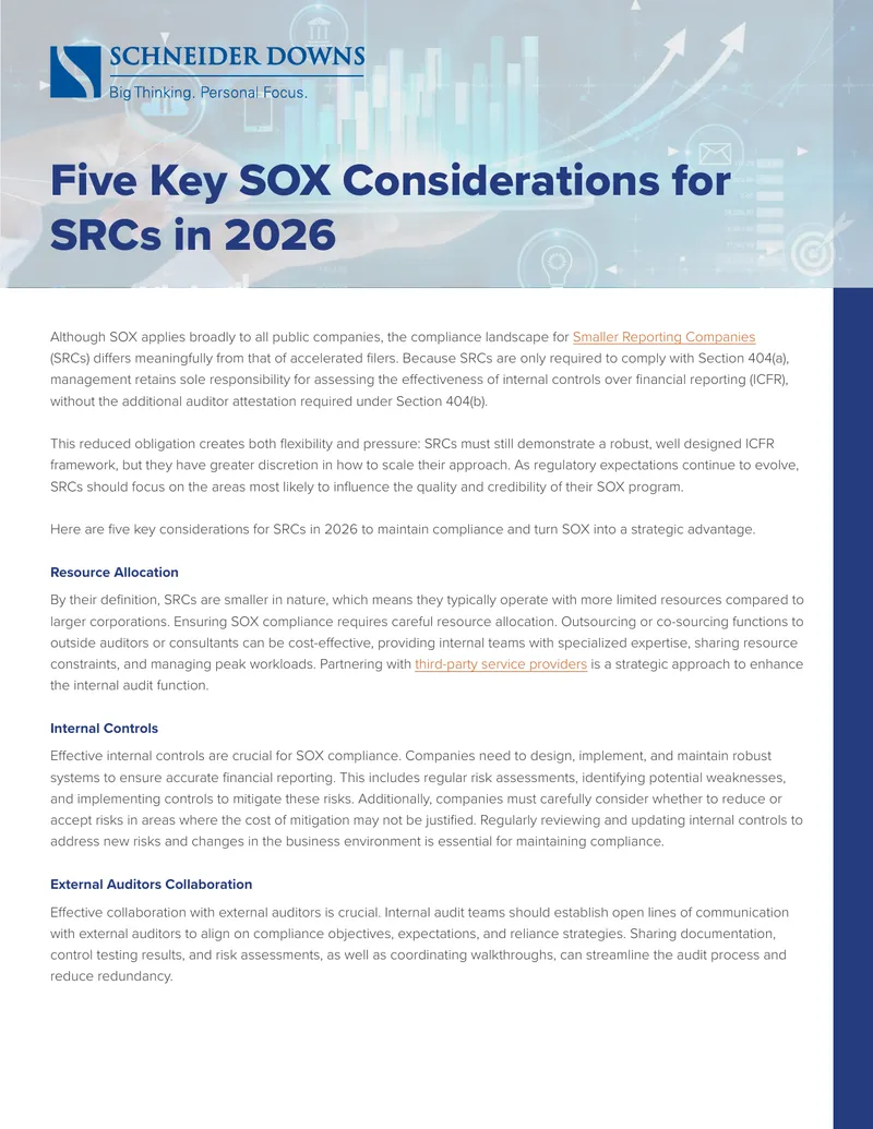 Key SOX Compliance Considerations for SRCs in 2026 preview page 1