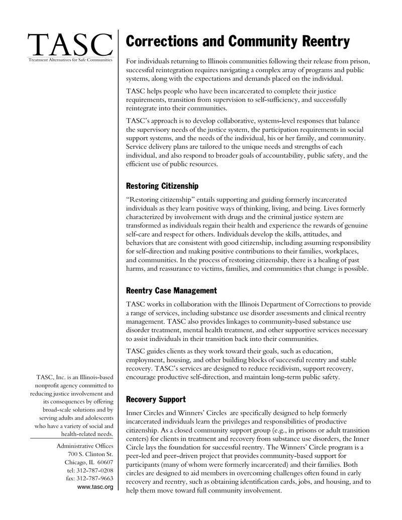 Corrections and Community Reentry Support Framework preview page 1