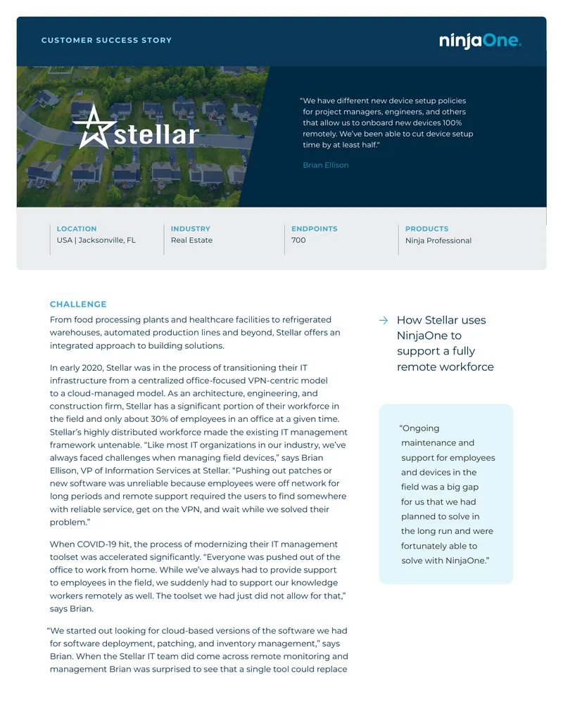 Stellar's Transition to Cloud-Based IT Management preview page 1