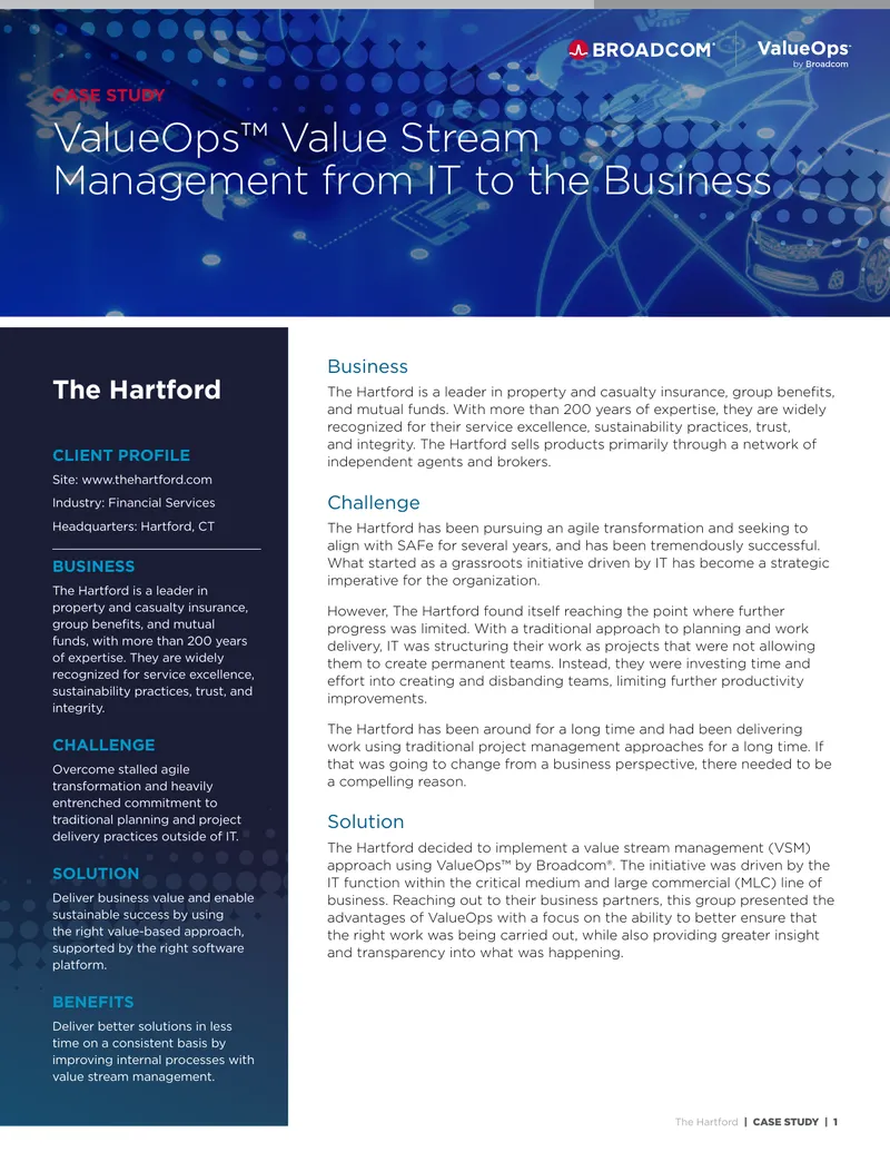 Value Stream Management Implementation at The Hartford preview page 1