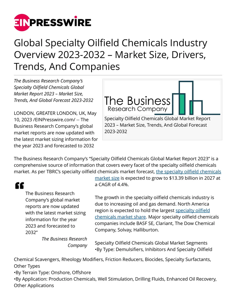 Specialty Oilfield Chemicals Global Market Report 2023 preview page 1