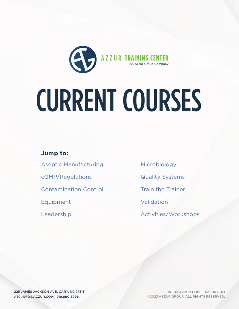 Aseptic Manufacturing and Contamination Control Training preview page 1