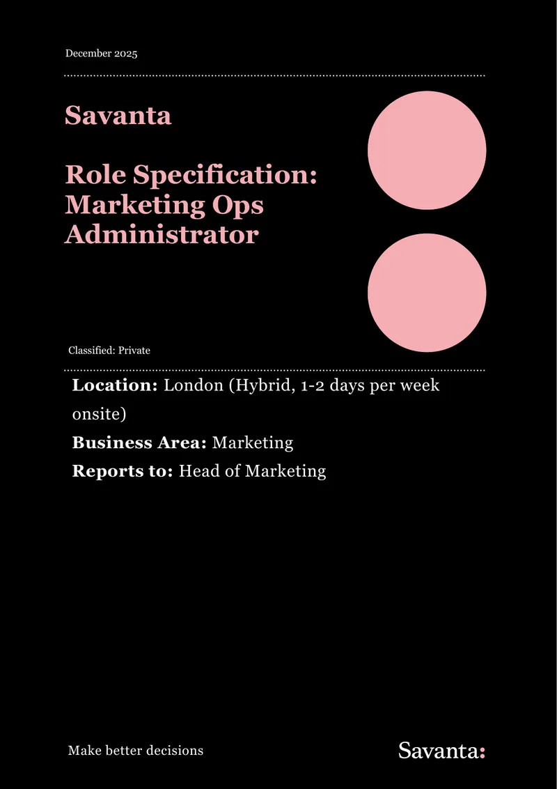 Marketing Operations Administrator Role Specification preview page 1
