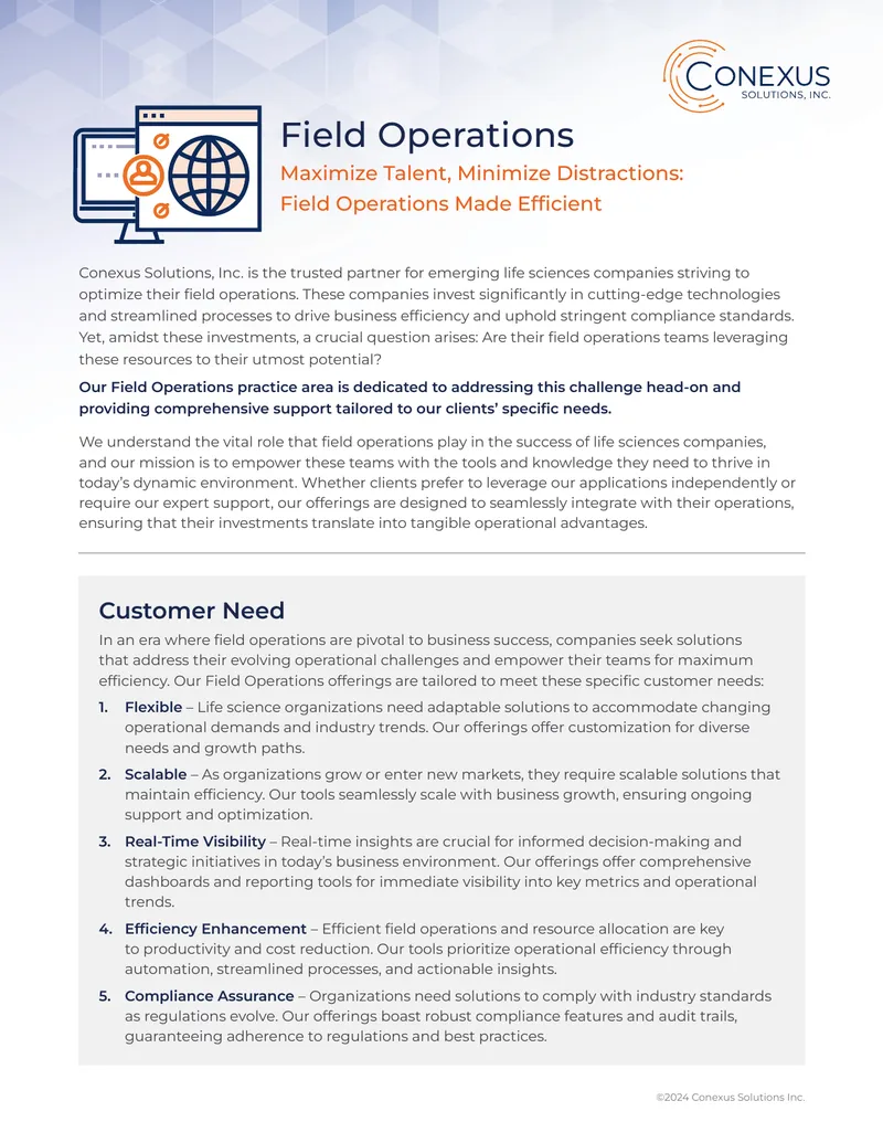 Field Operations Solutions for Life Sciences Companies preview page 1